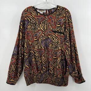 Vintage Jordan II Animal Abstract Print Blouse Shirt Women's Plus Size XXL